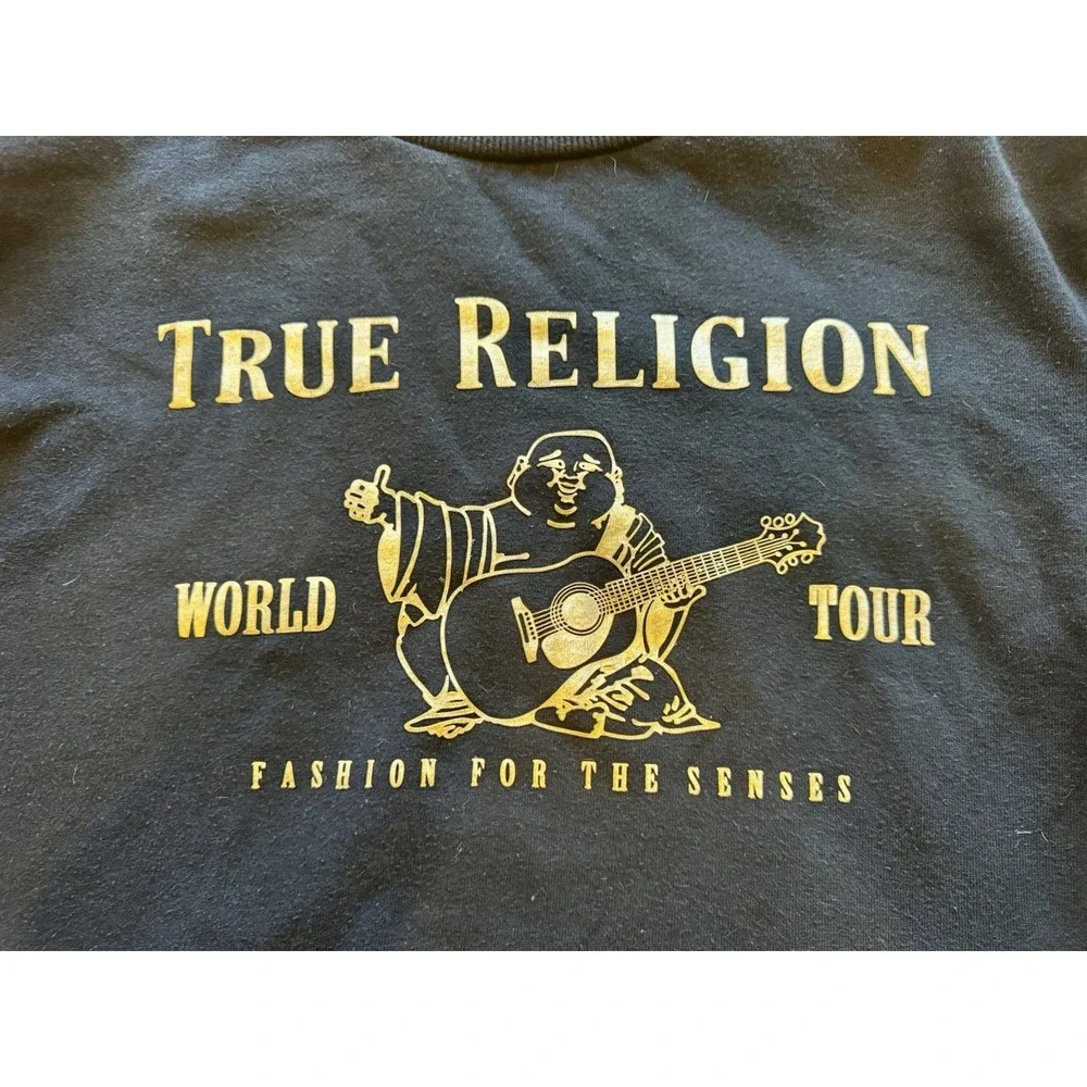 True Religion Buddha World Tour Crewneck Sweatshirt Black Men's Large